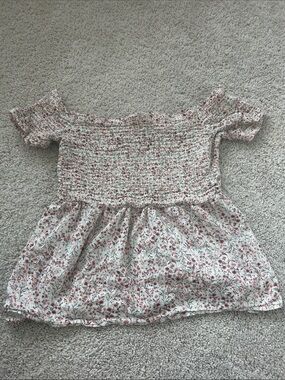 Old Navy White Floral Smocked Off-Shoulder Top